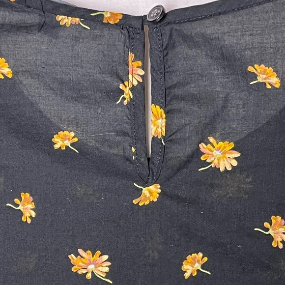 Madewell | Black Voile French Daisies Side Tie Top, Medium - Picture 7 of 11
